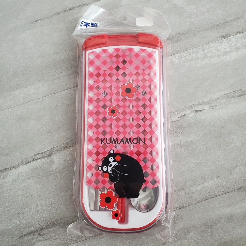 BNWT KUMAMON utensil fork spoon chopstick set